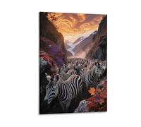 EMYXPAQM Impression Sur Toile Zèbre Tableau Sur Toile MigRation dans le Canyon Zébré Moderne DecoRation Murale Pour Salle De Bain Bureau Cuisine Cadeau Original 12x18inch(30x45cm)