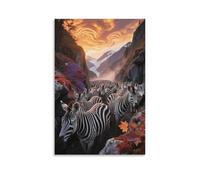 EMYXPAQM Impression Sur Toile Zèbre Tableau Sur Toile MigRation dans le Canyon Zébré Moderne DecoRation Murale Pour Cuisine, Bureau, Bar, Cadeau Original 20x30inch(50x75cm)
