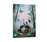 EMYXPAQM Tableau Sur Toile Bébé Panda Tableau Decoration Murale Salon Moderne Bamboo Forêt Impression Sur Toile Décorations Pour Salon Chambre Cuisine Cadeau Original 08x12inch(20x30cm)