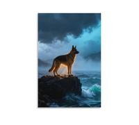 EMYXPAQM Tableau Sur Toile Berger Allemand Tableau Decoration Murale Salon Récif Côtier Peinture Sur Toile Maison Décorations Pour Cuisine, Salon, Chambre Adulte Idée Cadeau 16x24inch(40x60cm)