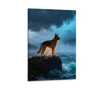 EMYXPAQM Tableau Sur Toile Berger Allemand Tableau Decoration Murale Salon Récif Côtier Peinture Sur Toile Déco Maison Pour Salon Chambre Cuisine Idée Cadeau 20x30inch(50x75cm)