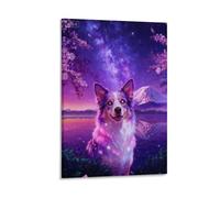 EMYXPAQM Tableau Sur Toile Berger Australien Tableau Decoration Murale Salon Lac Montagne Enneigée Image Sur Toile Déco Maison Pour Pour Chambre Studio De Yoga Cadeau Original 08x12inch(20x30cm)