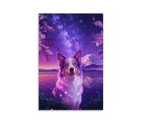 EMYXPAQM Tableau Sur Toile Berger Australien Tableau Decoration Murale Salon Lac Montagne Enneigée Peinture Sur Toile Déco Maison Pour Pour Chambre Studio De Yoga Idée Cadeau 12x18inch(30x45cm)