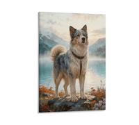 EMYXPAQM Tableau Sur Toile Berger Australien Tableau Decoration Murale Salon Lac Montagne Image Sur Toile Déco Maison Pour Pour Chambre Studio De Yoga Cadeau Original 08x12inch(20x30cm)
