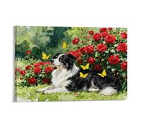EMYXPAQM Tableau Sur Toile Berger Australien Tableau Decoration Murale Salon Moderne Buisson Fleuri Peinture Sur Toile Déco Maison Pour Cuisine, Salon, Chambre Idée Cadeau 12x18inch(30x45cm)