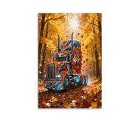 EMYXPAQM Tableau Sur Toile Camion Tableau Decoration Murale Salon Moderne Autumn Leaves Bois Art Mural Sur Toile Décorations Pour Bain Salon Chambre Restaurant Idée Cadeau 16x24inch(40x60cm)