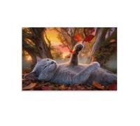 EMYXPAQM Tableau Sur Toile Chat Bleu Russe Impression Sur Toile Tableau Décoration Murale Salon Ancient Bois Déco Maison Pour Salon Chambre Cuisine 16x24inch(40x60cm)