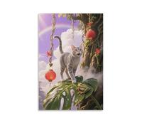 EMYXPAQM Tableau Sur Toile Chat Chartreux Tableau Decoration Murale Salon Moderne Plantes de Grand Arbre Impression Sur Toile Décorations Pour Cuisine, Bureau, Bar, Cadeau Original 08x12inch(20x30cm)
