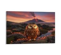 EMYXPAQM Tableau Sur Toile Chouette Effraie Impression Sur Toile Tableau Décoratif Moderne Mousse Roche Déco Maison Pour Salle De Bain Bureau Cuisine 16x24inch(40x60cm)