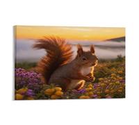 EMYXPAQM Tableau Sur Toile Écureuil Impression Sur Toile Tableau Décoratif Moderne Arbustes Alpins Déco Maison Pour Cuisine, Salon, Chambre Adulte 08x12inch(20x30cm)