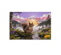 EMYXPAQM Tableau Sur Toile Écureuil Tableau Decoration Murale Salon Cloudy Vallée Impression Sur Toile Déco Maison Pour Salle De Bain Bureau Cuisine Cadeau Original 16x24inch(40x60cm)