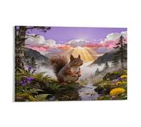 EMYXPAQM Tableau Sur Toile Écureuil Tableau Decoration Murale Salon Moderne Cloudy Vallée Art Mural Sur Toile Décorations Pour Salle De Bain Bureau Cuisine Cadeau Original 20x30inch(50x75cm)