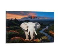 EMYXPAQM Tableau Sur Toile Éléphant Impression Sur Toile Tableau Décoratif Moderne Mousse Roche Maison Décorations Pour Pour Chambre Studio De Yoga 08x12inch(20x30cm)