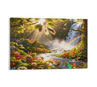 EMYXPAQM Tableau Sur Toile Forêt Tableau Decoration Murale Salon Colorful Fleurs Impression Sur Toile Déco Maison Pour Cuisine, Bureau, Bar, Idée Cadeau 12x18inch(30x45cm)