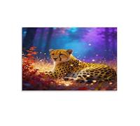 EMYXPAQM Tableau Sur Toile Guépard Impression Sur Toile Tableau Décoratif Moderne Bois Maison Décorations Pour Salle De Bain Bureau Cuisine 08x12inch(20x30cm)