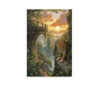 EMYXPAQM Tableau Sur Toile Guépard Tableau Decoration Murale Salon Moderne Dense Forêt Vallée Art Mural Sur Toile Décorations Pour Bain Salon Chambre Idée Cadeau 20x30inch(50x75cm)
