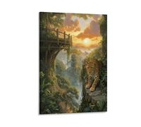 EMYXPAQM Tableau Sur Toile Guépard Tableau Decoration Murale Salon Moderne Dense Forêt Vallée Art Mural Sur Toile Décorations Pour Bain Salon Chambre Cadeau Original 16x24inch(40x60cm)