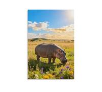 EMYXPAQM Tableau Sur Toile Hippopotame Tableau Decoration Murale Salon Moderne Prairie Art Mural Sur Toile Déco Maison Pour Chambre Cuisine Bar Cadeau Original 08x12inch(20x30cm)