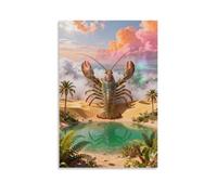 EMYXPAQM Tableau Sur Toile Homard Tableau Decoration Murale Salon Moderne Oasis du Désert Art Mural Sur Toile Déco Maison Pour Chambre À Coucher Salon Entrée Idée Cadeau 20x30inch(50x75cm)