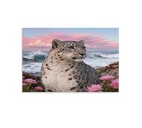 EMYXPAQM Tableau Sur Toile Léopard des Neiges Impression Sur Toile Tableau Décoratif Moderne Côte Déco Maison Pour Chambre Cuisine Bar 16x24inch(40x60cm)