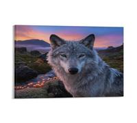 EMYXPAQM Tableau Sur Toile Loup Impression Sur Toile Tableau Décoratif Moderne Mousse Roche Maison Décorations Pour Chambre À Coucher Salon Entrée 12x18inch(30x45cm)