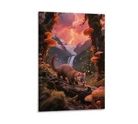 EMYXPAQM Tableau Sur Toile Martre des Pins Tableau Decoration Murale Salon Moderne Forêt de Cascades Impression Sur Toile Pour Pour Chambre Studio De Yoga Cadeau Original 16x24inch(40x60cm)