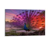 EMYXPAQM Tableau Sur Toile Paon Impression Sur Toile Tableau Décoratif Moderne Zone Humide Déco Maison Pour Salle De Bain Bureau Cuisine 16x24inch(40x60cm)