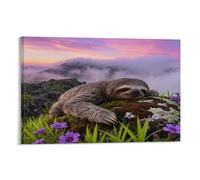 EMYXPAQM Tableau Sur Toile Paresseux Impression Sur Toile Tableau Décoratif Moderne Alpine Mousse Déco Maison Pour Bain Salon Chambre Restaurant 16x24inch(40x60cm)