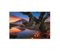 EMYXPAQM Tableau Sur Toile Paresseux Impression Sur Toile Tableau Décoratif Moderne Mousse Arbre Maison Décorations Pour Chambre Cuisine Bar 16x24inch(40x60cm)