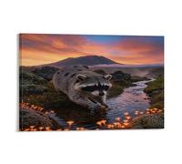 EMYXPAQM Tableau Sur Toile Raton Laveur Impression Sur Toile Tableau Décoratif Moderne Mousse Roche Maison Décorations Pour Salon Chambre Cuisine 08x12inch(20x30cm)