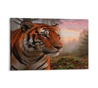 EMYXPAQM Tableau Sur Toile Tigre Impression Sur Toile Tableau Décoratif Moderne Bois Maison Décorations Pour Pour Chambre Studio De Yoga 12x18inch(30x45cm)