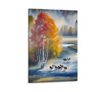 EMYXPAQM Tableau Sur Toile Troupeau de Chevaux Tableau Decoration Murale Salon Moderne Boulesaux Impression Sur Toile Déco Maison Pour Chambre, Salle De Bains, Salon Idée Cadeau 12x18inch(30x45cm)