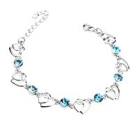 En 4 Bracelet Plusieurs Bijoux plaqué argent, orné d'un double cœur et d'une améthyste. Bracelet ajustable, idéal pour un anniversaire ou toute autre Petite Ensembles Cadeau Bleu Choix (F, One Size)