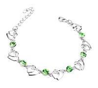 En 4 Bracelet Plusieurs Bijoux plaqué argent, orné d'un double cœur et d'une améthyste. Bracelet ajustable, idéal pour un anniversaire ou toute autre Petite Ensembles Cadeau Bleu Choix (E, One Size)