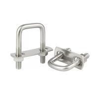 En acier inoxydable à double boulon U, Lot de 2 écrous à angle droit en acier inoxydable 304 M6/M8 bride carrée U, argentés(M6x45x90)