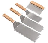 en acier inoxydable de Spatule en métal - Teppaniyaki Spatlas - plaque de cuisson Grattoir plat Spatule - ustensile en métal Idéal pour barbecue Dessus Plat en fonte Accessoires