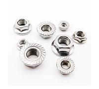 en acier inoxydable pour verrouillage à six coins, Écrous de blocage en acier inoxydable 201, M3 à M12, tête hexagonale dentelée DIN6923, paquet varié, 195 pièces(M5 50pcs)