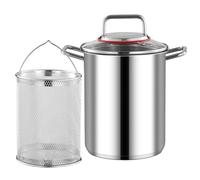 En acier Verser Fryer 3, 5L, pot à frire en acier inoxydable avec panier, couvercle, poignée pour poisson, crevettes, poulet, frites