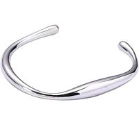 en Argent Womenwomen's Open Pure Silver Retro Dames Silver Silver Bangle Gift Bijoux (Couleur: Clear)