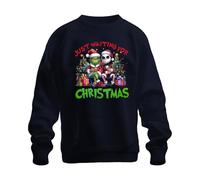 En attendant Noël Grinch Jack Skellington Père Noël drôle Sweatshirt Unisexe Pullover, bleu marine, M