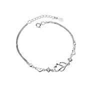 En Avec Naturelle Plaqué Mm Anneaux Argent Zircon de Noël Or Anniversaire Ajustable Pour Jour d'amour de Naissance Ton Bijoux Bracelet Cadeau Coeur 18K Pour Femme Argent Couleurs (White, One Size)