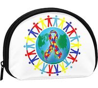 en Avril, Nous portons Bleu Sensibilisation à l'Autisme Femmes et Filles Mignon Mode Porte-Monnaie Portefeuille Sac Changement Pochette Porte-clés