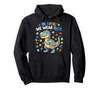 en Avril, Nous portons des Dinosaures Bleus TRex pour Enfants autistes Sweat à Capuche