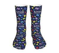 En avril, nous portons du bleu Mois de sensibilisation à l'autisme Mois de sensibilisation au syndrome de Down Chaussettes fantaisie Crew Chaussettes Tube Robe Bas Cadeaux Décor pour hommes femmes