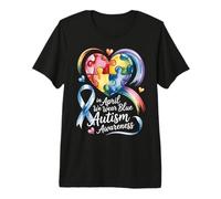 en Avril, Nous portons Un cœur Arc-en-Ciel Bleu de Sensibilisation à l'Autisme T-Shirt Haut de Gamme