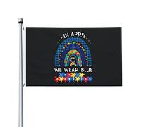En avril, nous portons un drapeau bleu de sensibilisation à l'autisme 0,9 x 1,5 m double face extérieur ferme cour signe jardin drapeau décoratif avec œillets en laiton