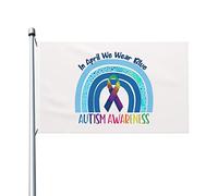 En avril, nous portons un drapeau bleu de sensibilisation à l'autisme 0,9 x 1,5 m double face extérieur ferme cour signe jardin drapeau décoratif avec œillets en laiton