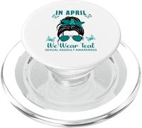 en Avril, Nous portons Un Papillon Sarcelle de Sensibilisation aux agressions sexuelles PopSockets PopGrip pour MagSafe