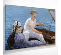 En bateau à Argenteuil Edouard Manet, grand tableau imprimé sur toile de haute qualité, fine art, encadré prêt à accrocher bsa17-50x70 cm