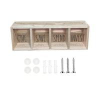 en bois avec 4 compartiments, organiseur de rangement transparent | Coffre en bois pour , Épargner, Dépenser pour , adultes, , chambre, salon, maison, bureau